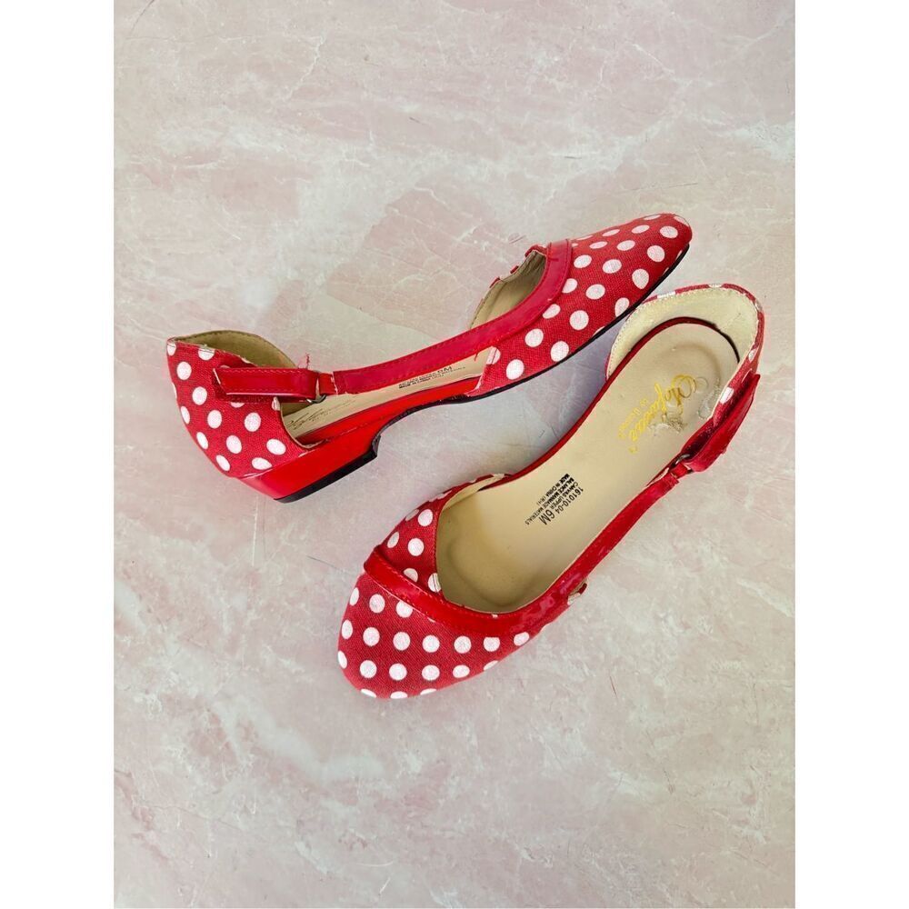 Sofwear Beacon vintage retro red polka dot low heel shoes big kids 4.5 or women’